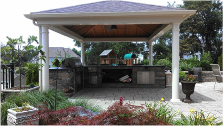 Pergola, patio & pool designs with fire pit in Rocky Hill CT