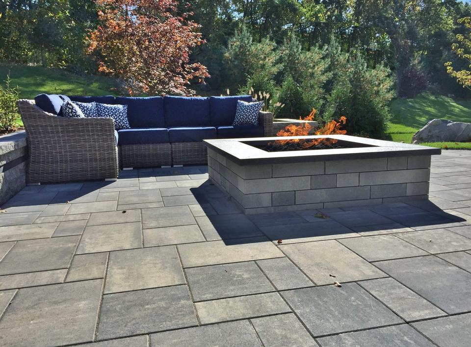 Stunning patio in Farmington CT with outdoor fireplace