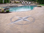 Compass rose detail in poolscape hardscape