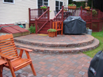New patio with two levels descending from deck