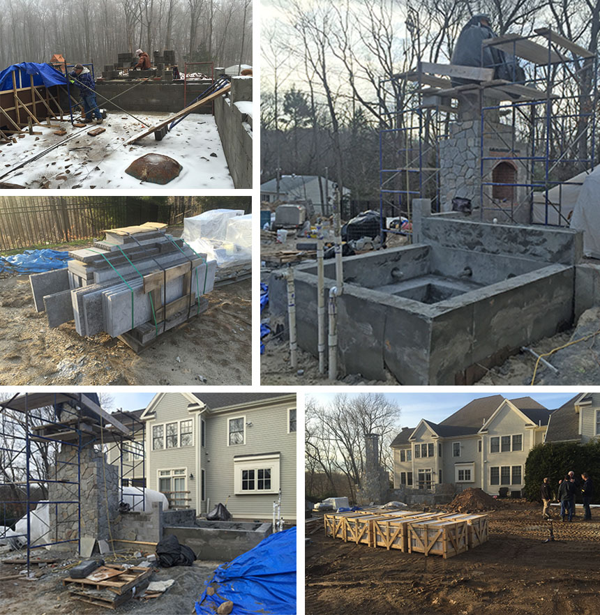 Outdoor fireplace in Farmington CT in the making