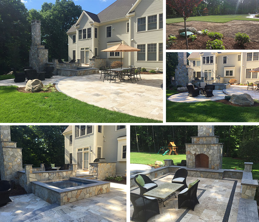 Outdoor fireplace and retaining wall in Farmington CT