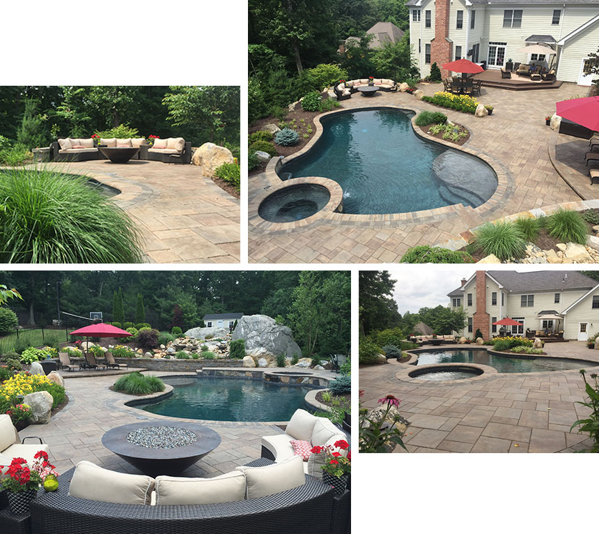 Retaining wall and fire pit in Avon CT