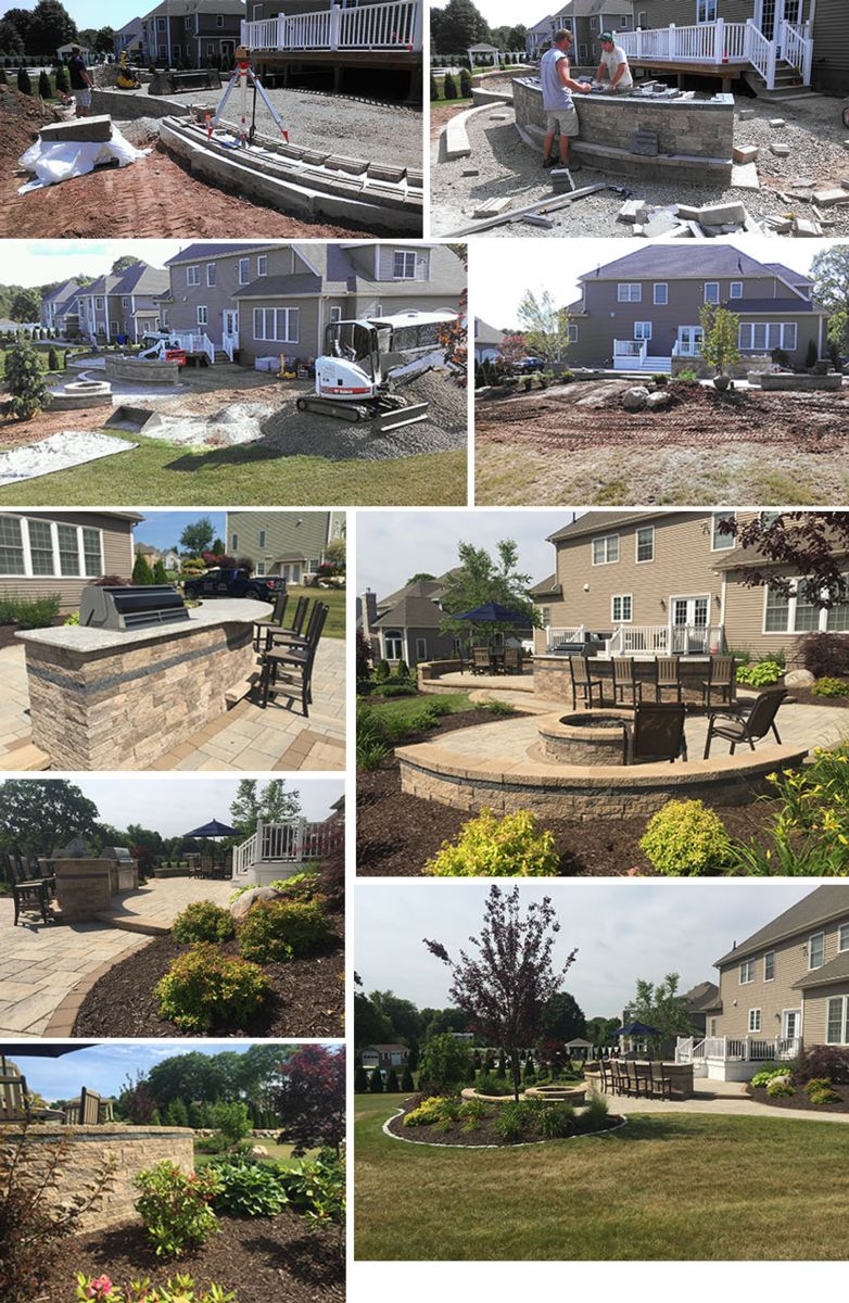 Retaining wall and outdoor fireplace in Rocky Hill CT